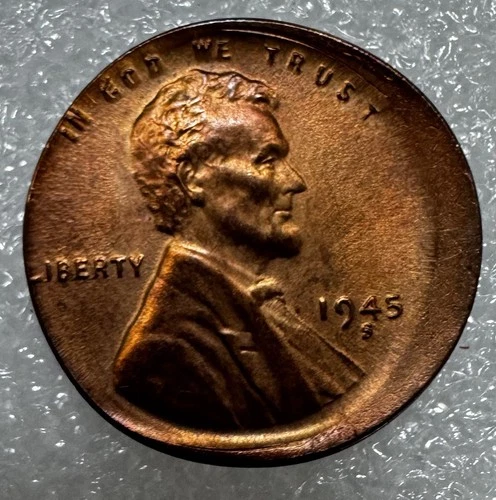 Uncirculated RD 1945-S Lincoln Cent-Choice Massive Broad-Struck Error Awesome