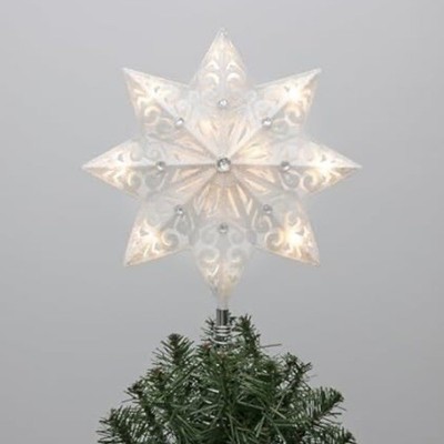 Philips Silver 8pt Star Tree Topper Warm White Twinkling Lights 30  Lead-in