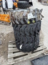 33x12-20 Solid Steer Tires With Rims 8.0-20 Rim 8 Lug Gehl Cat Case JCB Solidbos