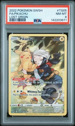 3671 Pikachu 2022 Pokemon Sword & Shield Lost Origin #TG05 PSA 8