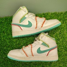 Nike Air Jordan 1 Mid Multi Knit GS White Teal Kids/Youth Sz 6Y