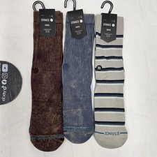 3 PACK Stance Combed Cotton Casual Socks Mid-Cushion Crew Height LARGE 9-13