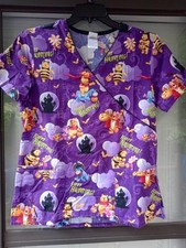 Disney Winnie The Pooh Halloween Ladies Scrub Top Size Small