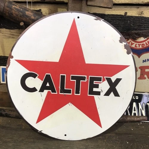 Caltex Vintage Logo Repro Small Round Tin Sign