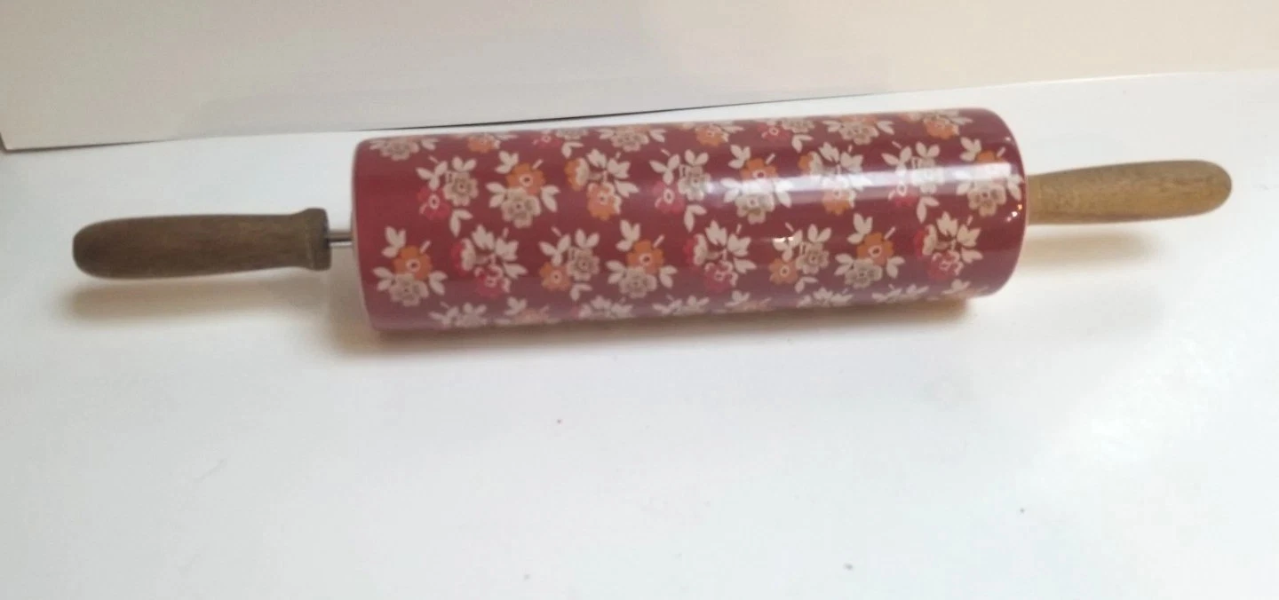 The Pioneer Woman Ceramic Rolling Pin Fall Flowers Autumn Harvest Retired