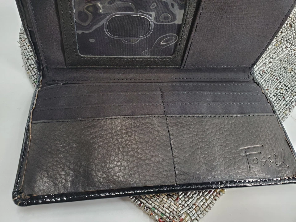 Cartera sin asas Fossil negra diagonal de gamuza y cuero y charol (C25)** Foto 4 de 4