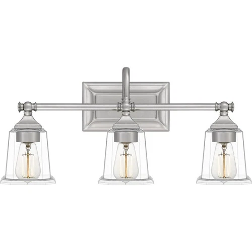 Quoizel Nicholas 22" Wide Brushed Nickel 3-Light Bath Light - Picture 1 of 8