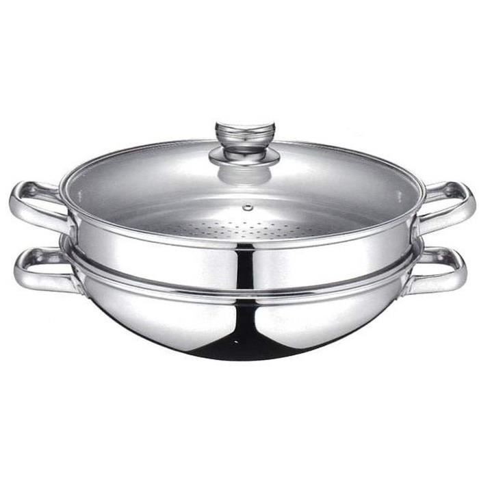 Wok 2-en-1 haut de gamme BAUMALU compatible induction avec couvercle