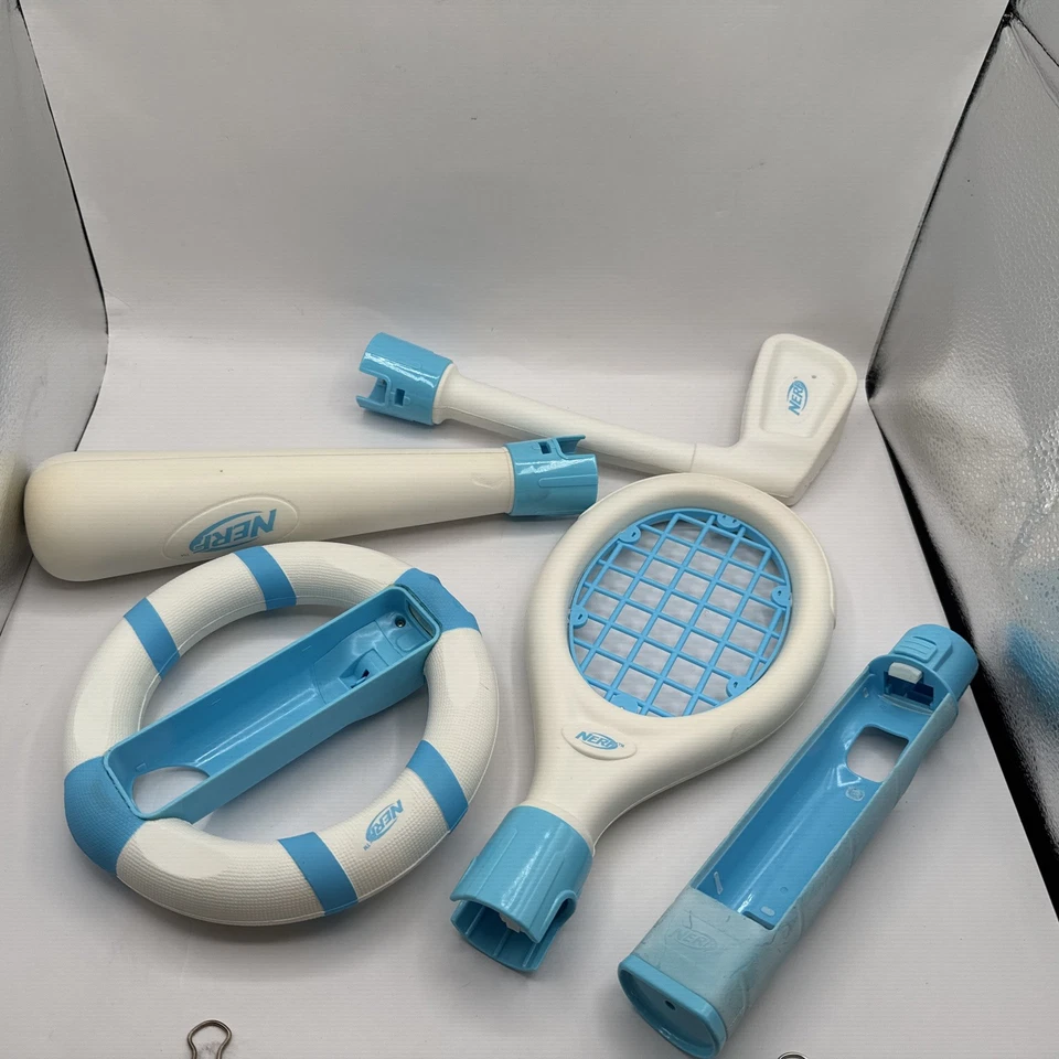 NERF Wii Sports Pack Nintendo Rueda Tenis Golf Bate de Béisbol Accesorios de Mango Foto 2 de 4