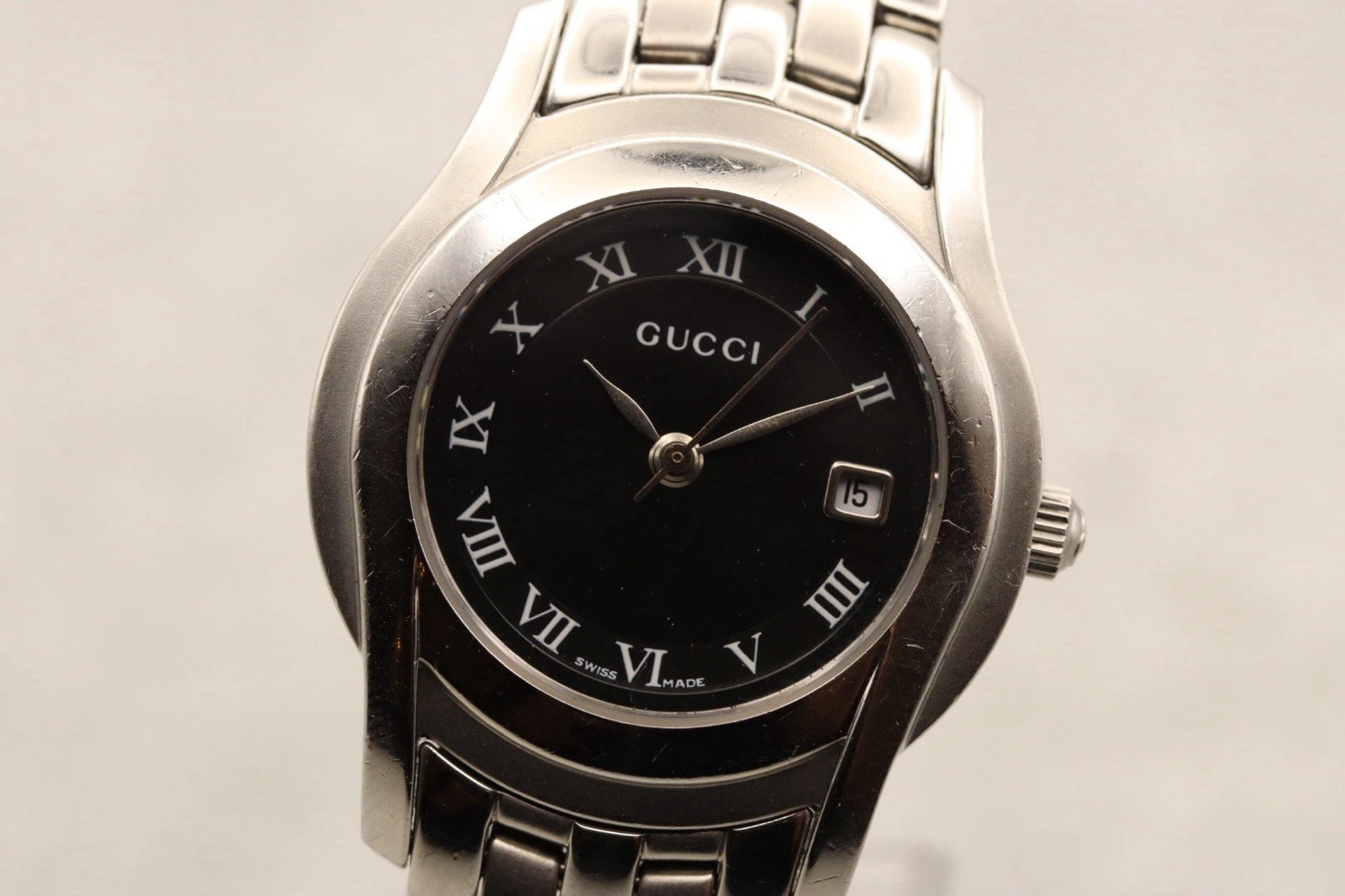 [Ecc+5] Gucci 5500L Quadrante Nero Data QZ Orologio Donna Vintage dal Giappone