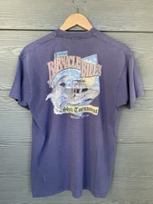 Vintage 90s Barnacle Bill’s Shark Tourney Mens XL Shirt Chincoteague Faded Blue