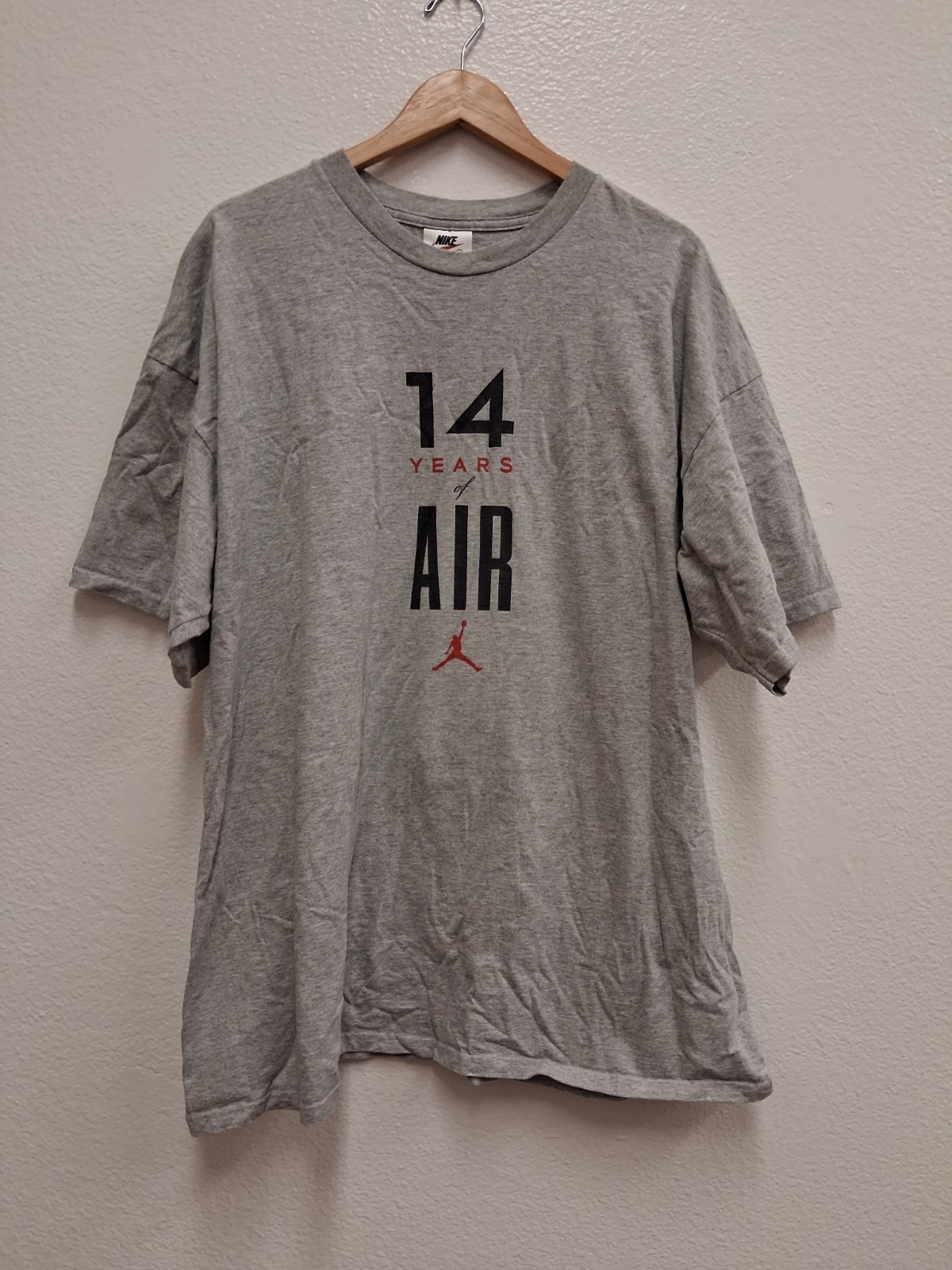 Air Jordan, Vintage Nike Air Jordan 14 Years Of Air Shirt Mens 2XL Gray Graphic Sneaker 90s