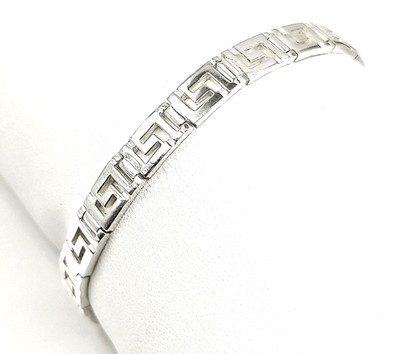 Handgefertigtes antikes griechisches Schlüsselmäander Sterlingsilber 925 Gliederarmband