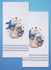 T212935 Stamped Kitchen Towel for Embroidery Bird Design 17" x 30" Cotton