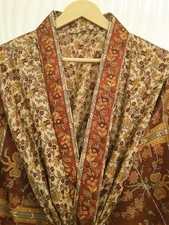 Pure Silk Beige  Brown kimono Long Robe Gown Girl's Woman Silk Kimono KMO5438