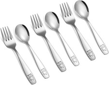 Pimoys 6 Pieces Toddler Utensils Kids Silverware Stainless Steel Sliver
