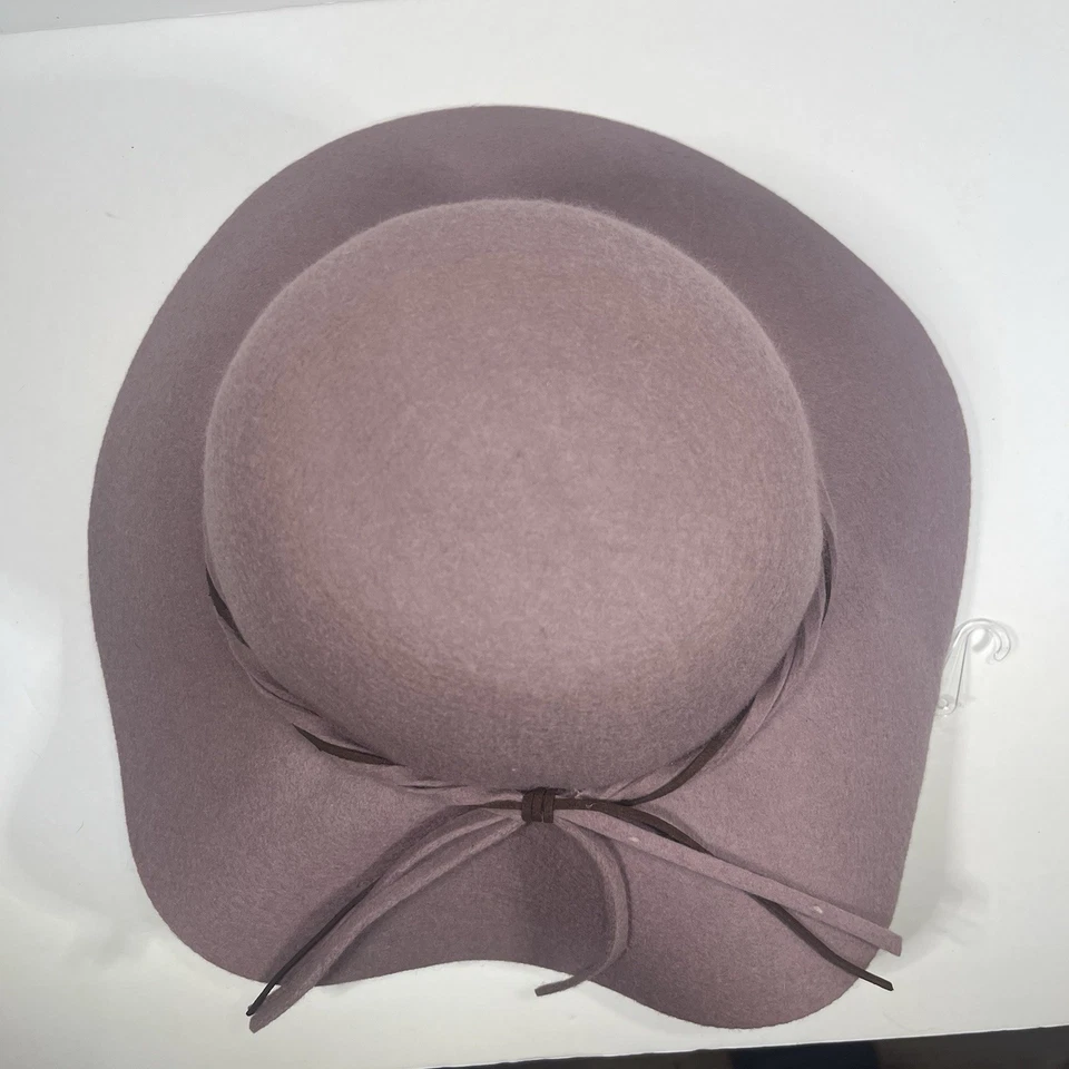 NUEVO Con Etiquetas APT.9 Malva Púrpura/Lavanda Sombrero Ala Floja con Lazo 100% Lana  Foto 2 de 4