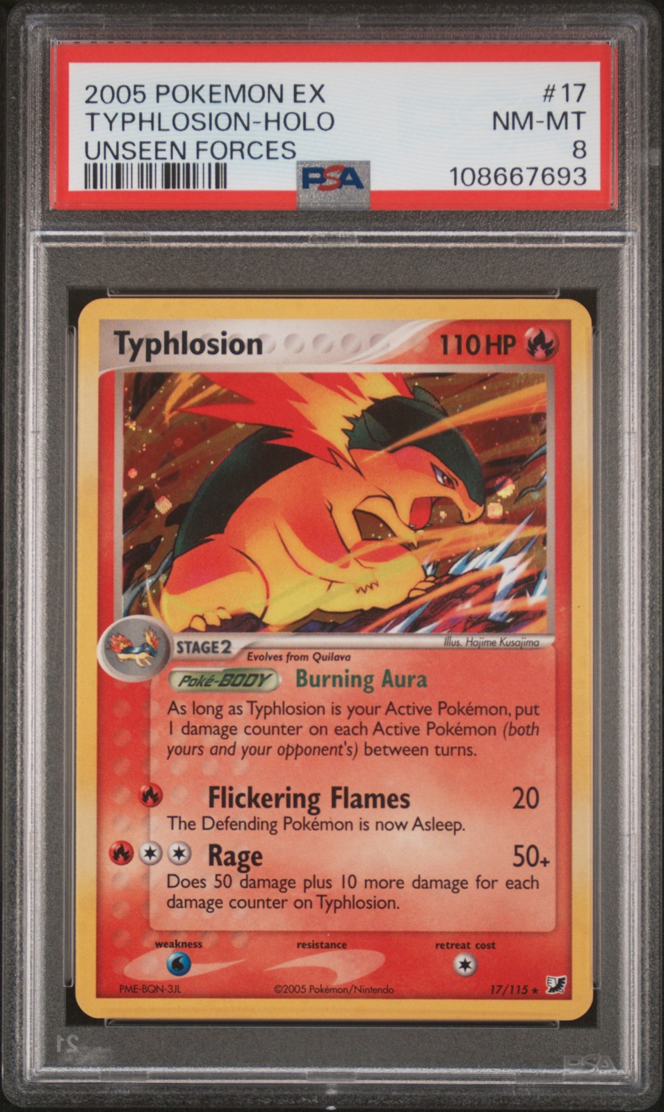 Pokemon Typhlosion Holo Unseen Forces 17/115 PSA 8
