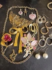 VINTAGE COSTUME JEWELRY LOT PINS, EARRINGS, Pendants, 1 NecklaceLOT OF 14 ITEMS