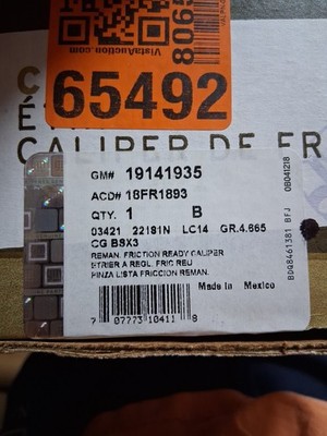 ACDelco 18FR1893 Gold Front Passenger Right Disc Brake Caliper 02-05 Trailblazer