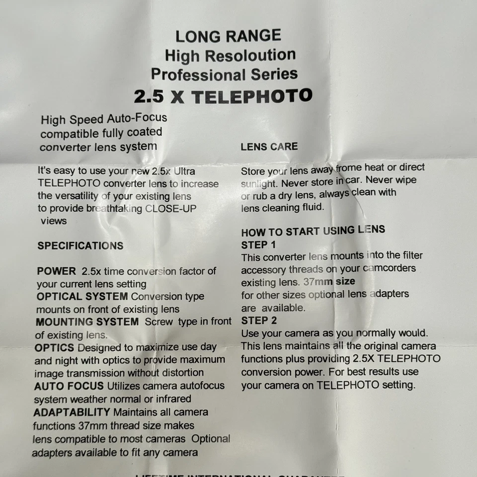 Bower Professional Titanium Digital AF Video 2.5x Tele Lens - 37mm Screw Thread  - Image 4 of 4