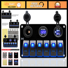 12V Waterproof 6 Gang Rocker Switch Panel for...