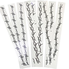 Barbed Wire Temporary Tattoo, Large Barb Wire Tattoo Costume Black Fake Tattoos