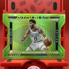 2020-21 Panini Obsidian Jayson Tatum SSP GREEN FLOOD PITCH BLACK REFRACTOR 🏀🍀