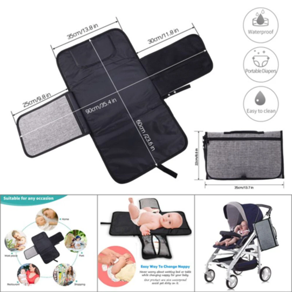 Baby Waterproof Portable Foldable Travel Diaper Changing Mat Back Pad Bag Nappy