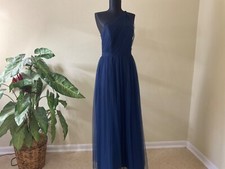 Alfred Angelo INK Blue Formal  Prom Wedding Gown Tulle Size 6 One Shoulder