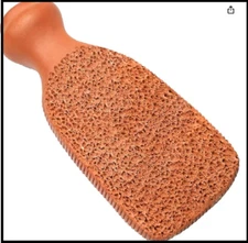 QUBA LINEN Pumice Stone for Feet - 2-Sided Terra Cotta Foot Scrubber, Brown