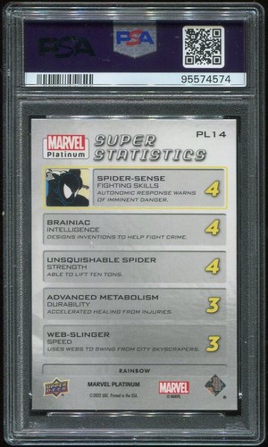 2023 Marvel Platinum Spider-Man PSA 10 Gem Mint Super Statistics Rainbow Covers - Picture 5 of 5