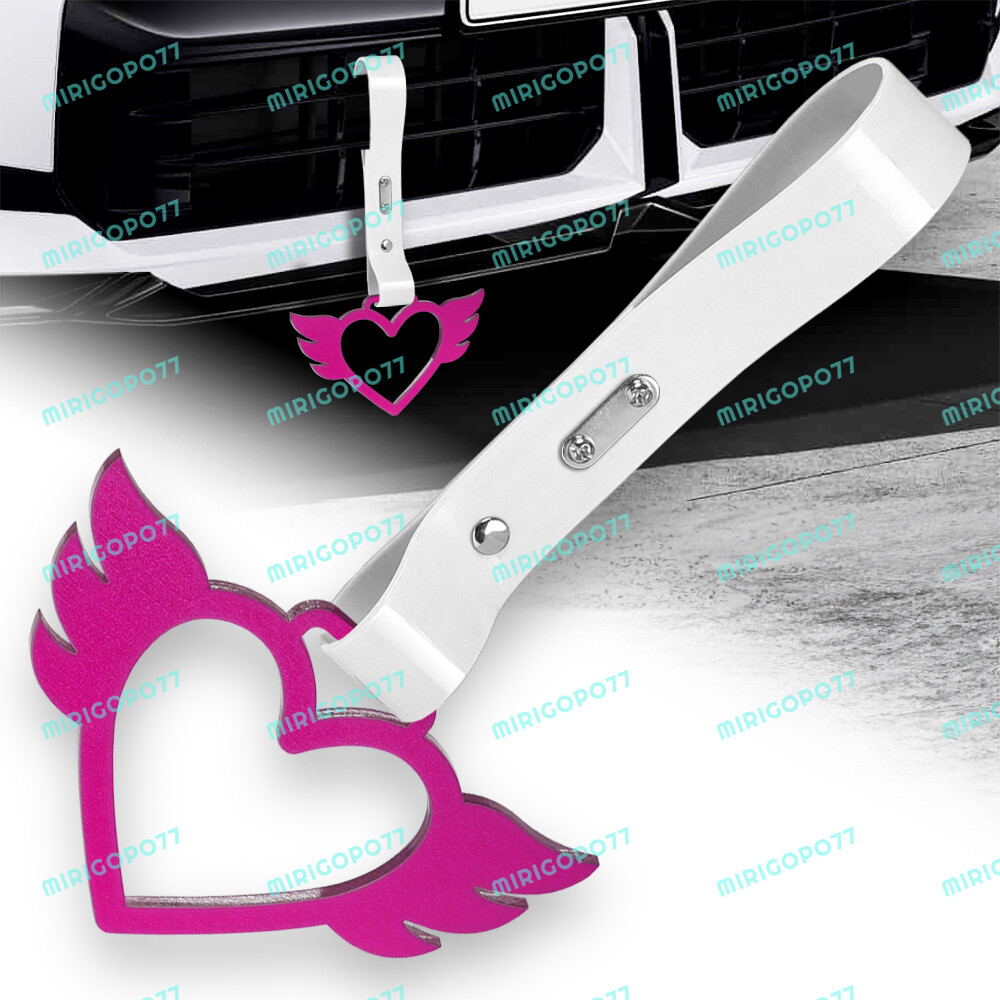 Car Accessory JDM Flying Heart TSURIKAWA Purple Ring White PVC