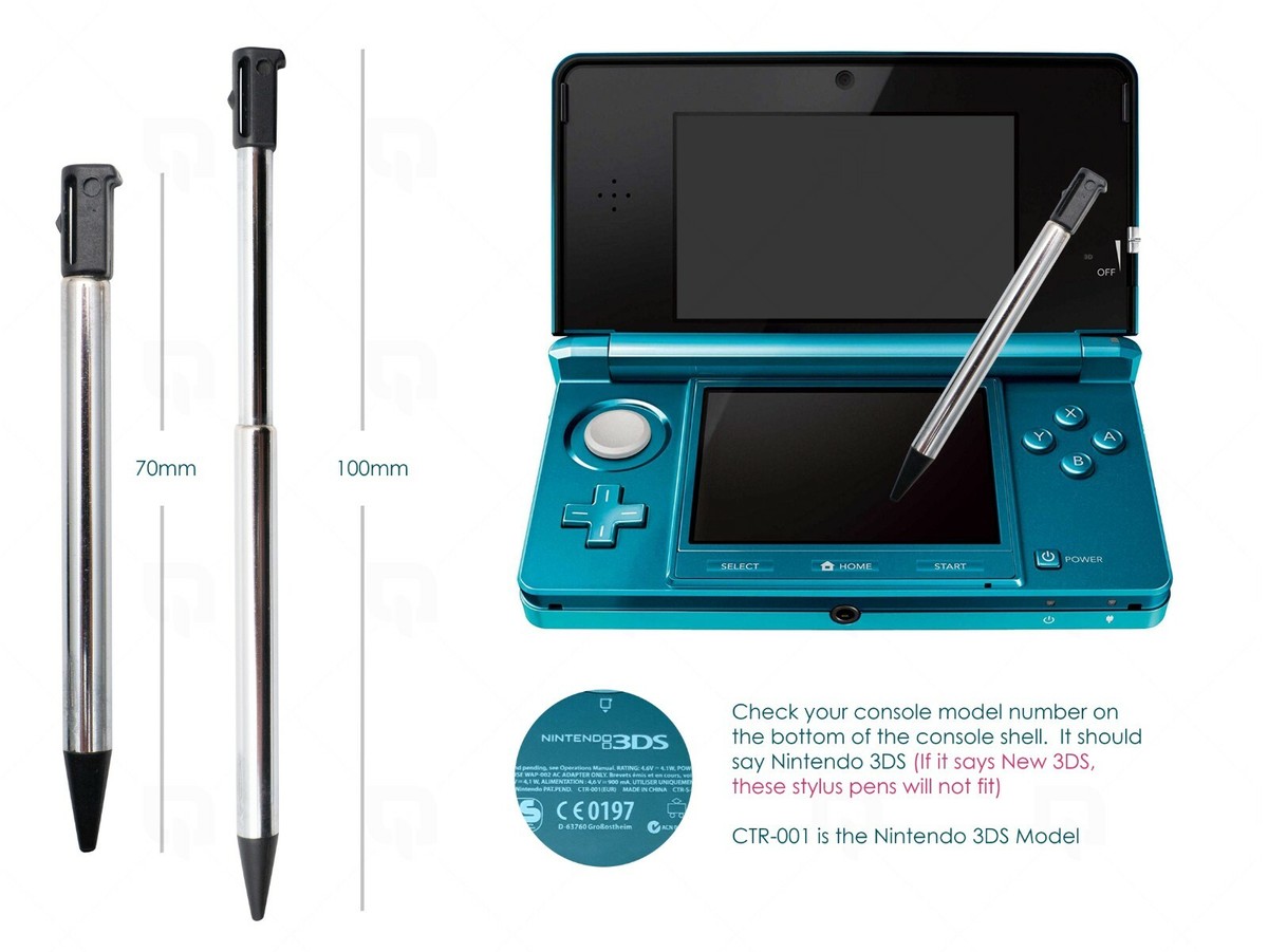 3 x BLACK Extendable Stylus for the Nintendo 3DS Console