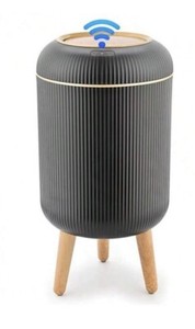 Pukomc Black Smart Sensor Automatic Wastebasket Convenient Hygienic Thrash Can