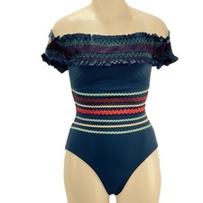 RED CARTER Women's Blue Smocked One Piece Swimsuit Size 6