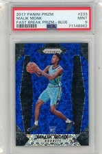 2017-18 Panini Prizm Blue Fast Break Prizm #233 Malik Monk No 166 of 175 PSA 9