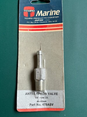 Tempo Marine 478ASV Outboard Fuel Anti-Syphon Valve 1/4'' Hose I.D.