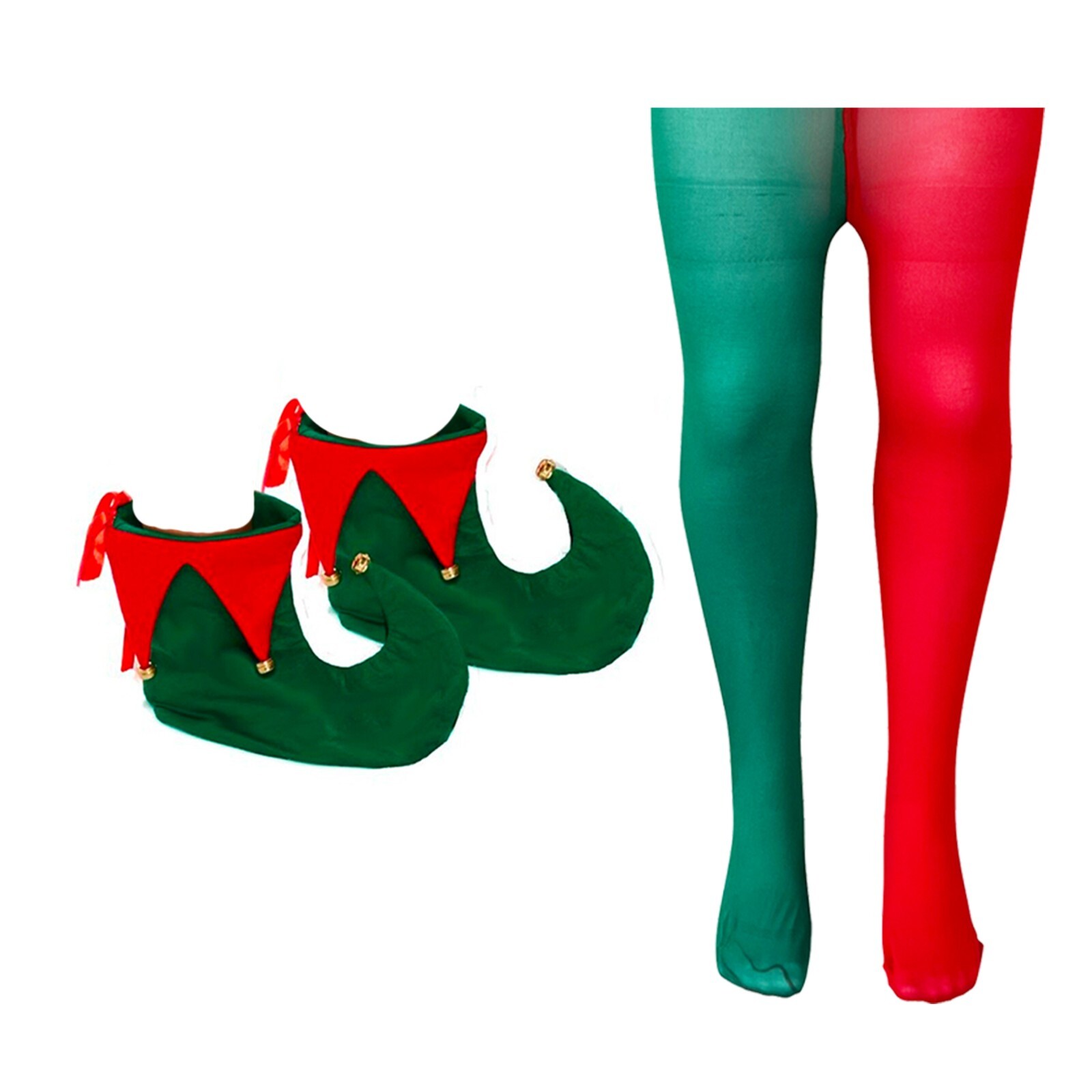 LADIES ELF FANCY DRESS COSTUME ACCESSORIES HAT SHOES TIGHTS CHRISTMAS