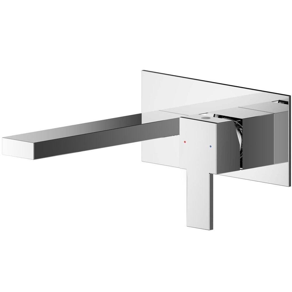 Nuie Sanford 2-Hole Wall Mounted Basin Mixer Tap & Plate Brass Chrome Bathroom