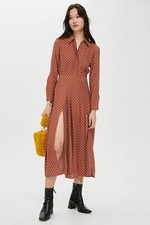 Topshop Rust Spot Print Shirt Dress