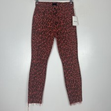 MOTHER Denim Women's High Waisted Looker ankle Fray Jeans in Animal Attraction
