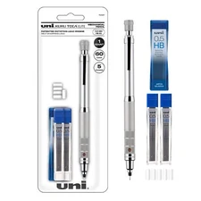 Uniball Kuru Toga Elite - Mechanical Pencil Starter Kit - Silver Barrel 0.5mm...