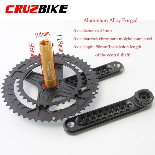 Road Bike Crankset 155/160/165/170/175mm Crank 9-12S Double Chainring with BB - Picture 3 of 23