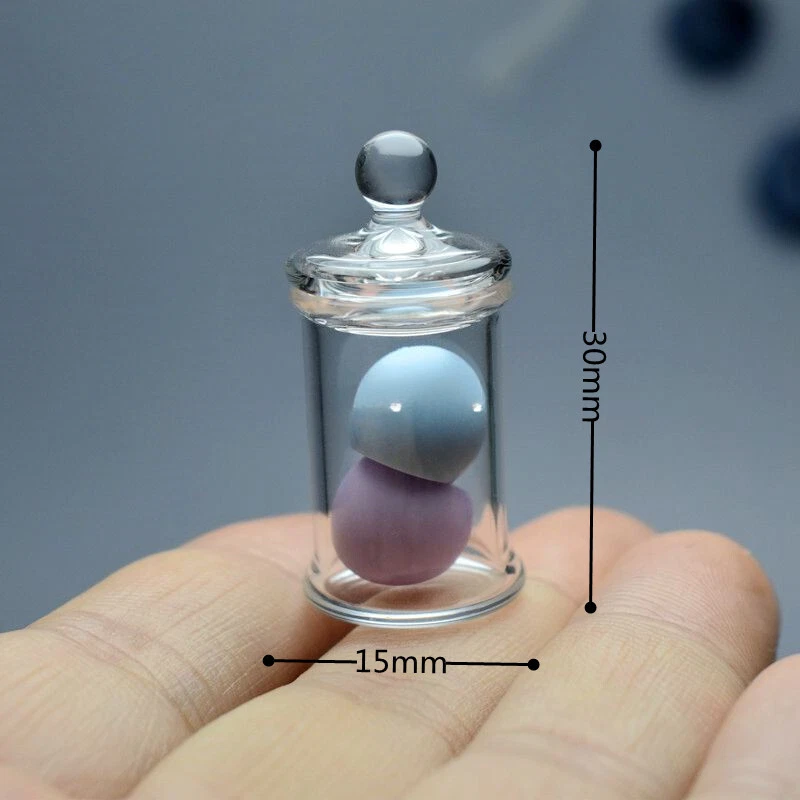 2PC Transparent Glass Jars 1:12 Scale Dolls House Miniatures Bottles Accessory - Image 2 of 4