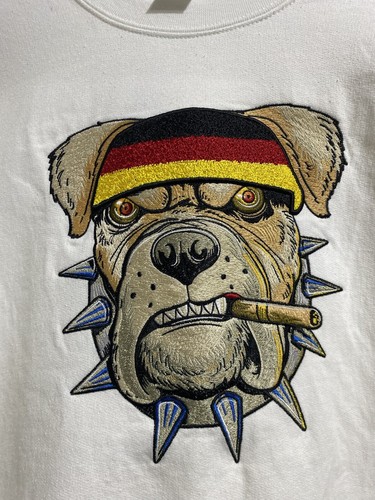 Gildan Sudadera Blanca Talla Mediana Motivo Bulldog Mezcla Algodón - Imagen 3 de 11