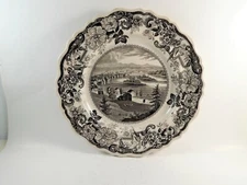 Large Antique Clews Staffordshire Hudson River Plate TROY FROM MOUNT IDA c 1830