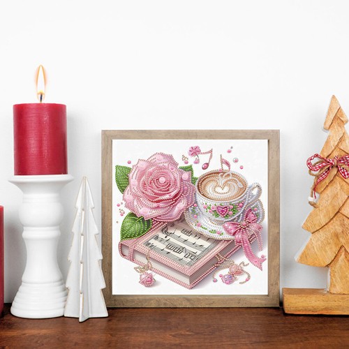 5D DIY Partial Special Shaped Drill Diamond Painting Coffee Flower Kit 30x30cm - Afbeelding 5 van 24