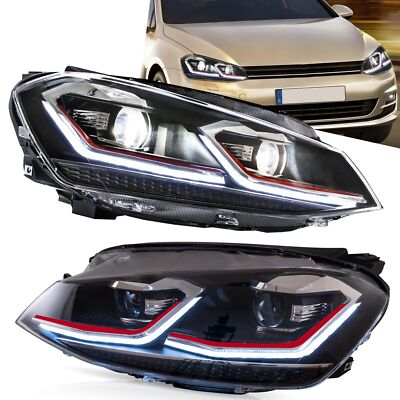 FULL LED Headlights For Volkswagen Golf MK7.5 2018-2021 Fits Halogen Version Set