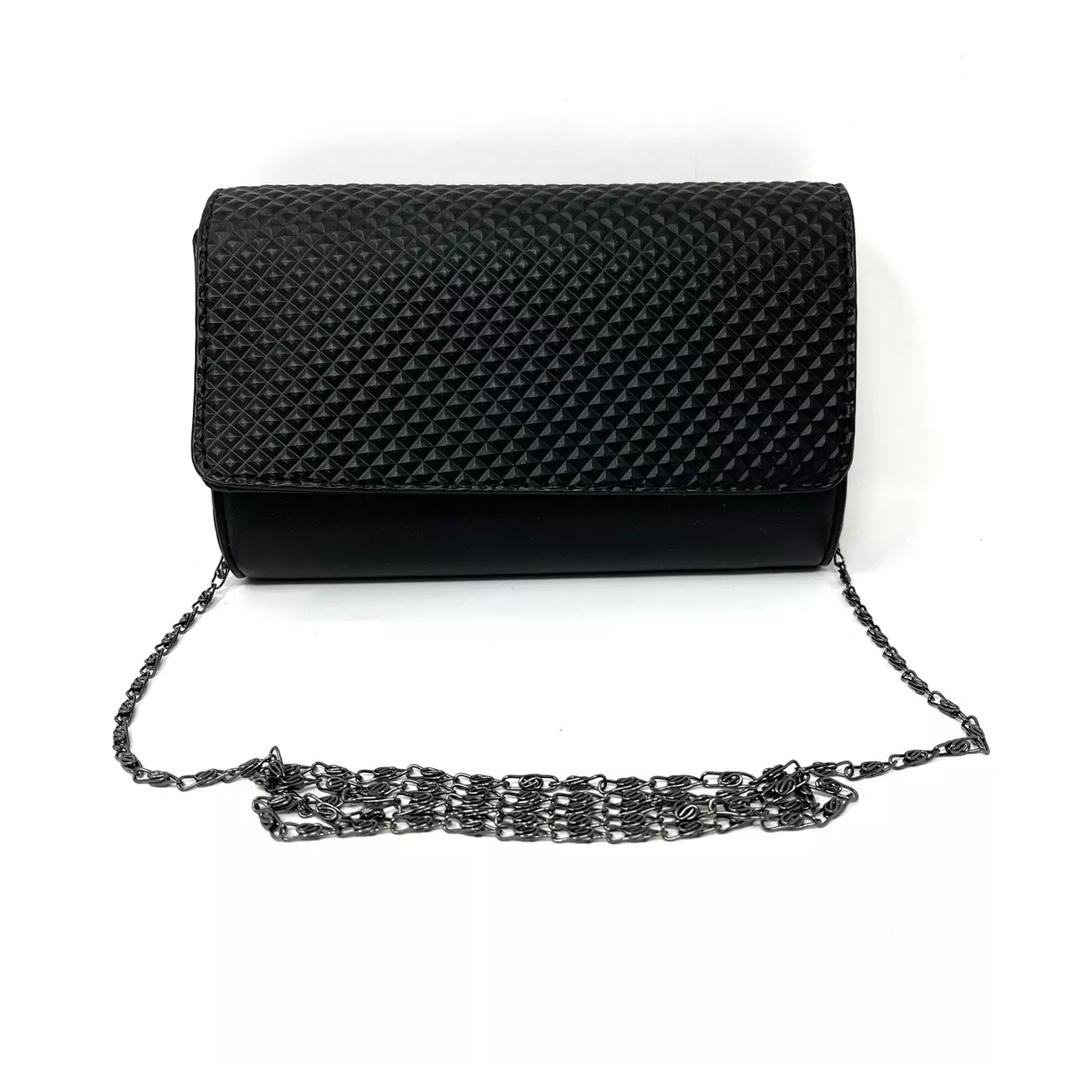 Real Leather Quilted Small Black Crossbody Purse with Leather and Silver Chain Strap for Women